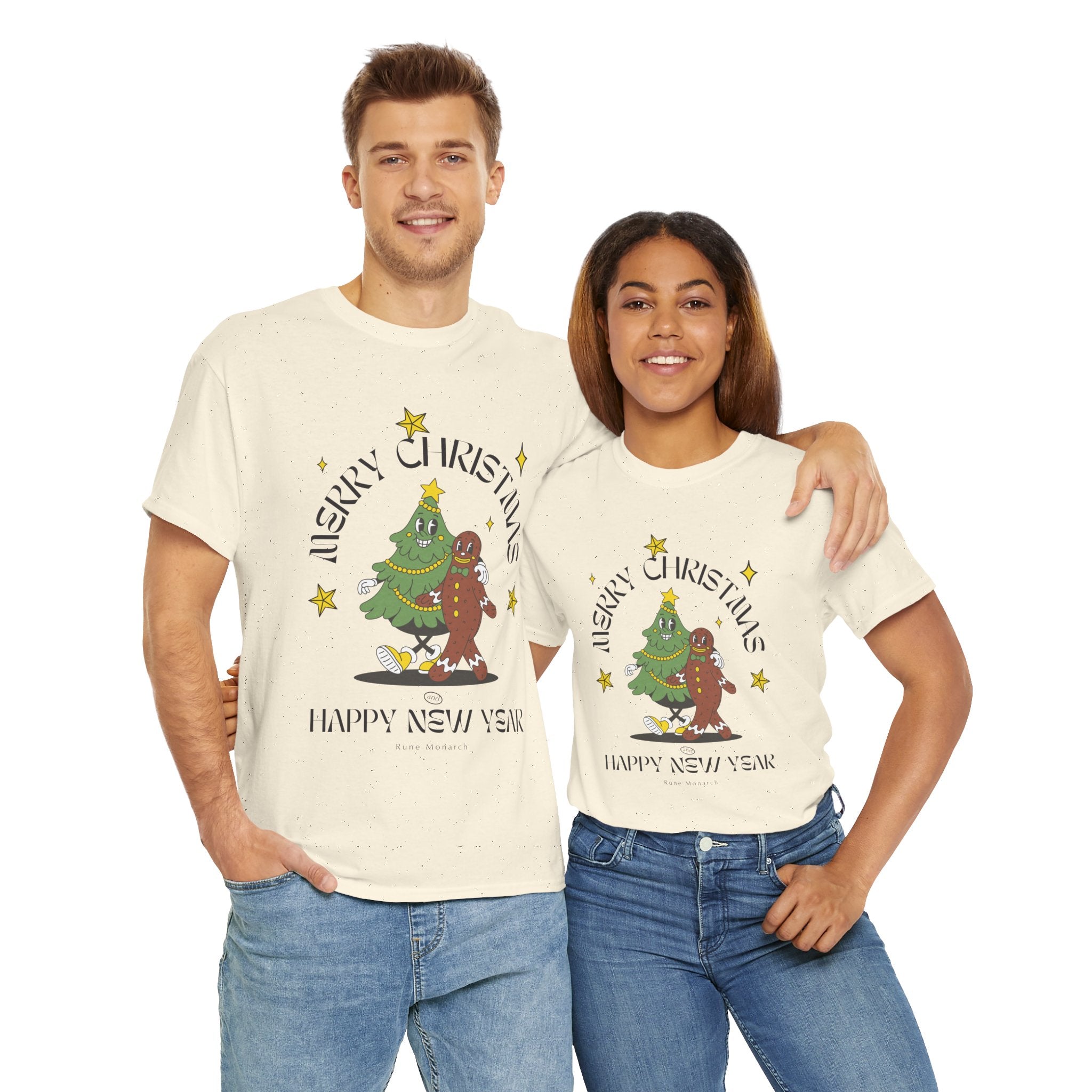 Christmas Gingerbread Tree T-Shirt — "Merry Christmas / Happy New Year" Holiday Tee
