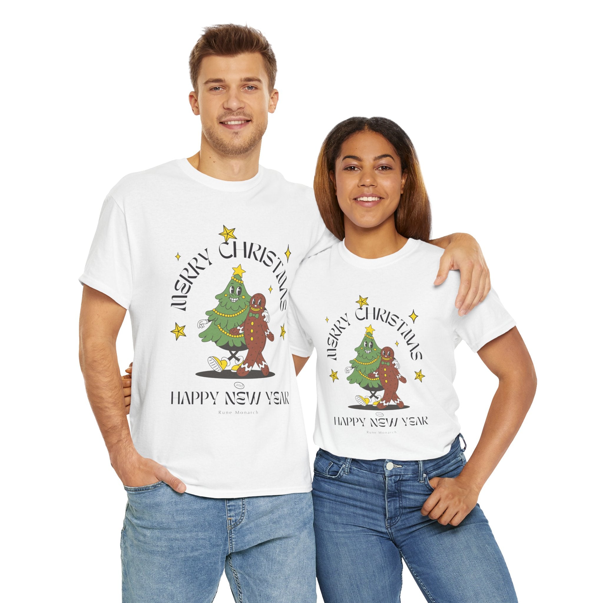 Christmas Gingerbread Tree T-Shirt — "Merry Christmas / Happy New Year" Holiday Tee